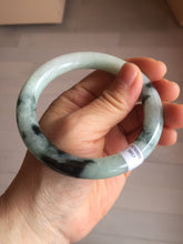 Load image into Gallery viewer, 57.8mm certified 100% natural type A dark green white with green floating flowers jadeite bangle PH147-5857