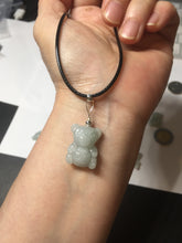 Load image into Gallery viewer, Type A 100% Natural light green white purple jadeite jade cute baby bear pendant AA65