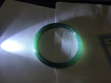 Load image into Gallery viewer, 56mm Certified Type A 100% Natural dark green/blue/gray Guatemala slim round cut Jadeite bangle PJ20-9698