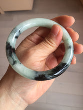 Load image into Gallery viewer, 57.8mm certified 100% natural type A dark green white with green floating flowers jadeite bangle PH147-5857