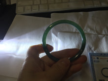 Load image into Gallery viewer, 56mm Certified Type A 100% Natural dark green/blue/gray Guatemala slim round cut Jadeite bangle PJ20-9698
