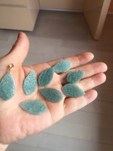 Load image into Gallery viewer, 100% natural type A light green blue carved Lotus waterdrop Guatemala jadeite pendant PA211