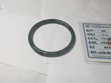 Load image into Gallery viewer, 50.5mm Certified Type A 100% Natural dark green blue gray black slim round cut Guatemala Jadeite bangle PJ21-2587