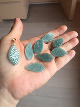 Load image into Gallery viewer, 100% natural type A light green blue carved Lotus waterdrop Guatemala jadeite pendant PA211