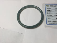 Load image into Gallery viewer, 50.5mm Certified Type A 100% Natural dark green blue gray black slim round cut Guatemala Jadeite bangle PJ21-2587
