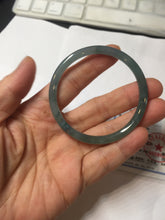 Load image into Gallery viewer, 50.5mm Certified Type A 100% Natural dark green blue gray black slim round cut Guatemala Jadeite bangle PJ21-2587
