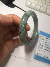 Load image into Gallery viewer, 55.2mm certified Type A 100% Natural dark green gray Jadeite Jade bangle PJ88-6650
