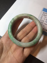 Load image into Gallery viewer, 58.5mm Certified type A 100% Natural sunny green/white Jadeite bangle AY87-3471