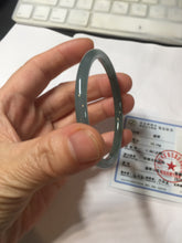Load image into Gallery viewer, 50.5mm Certified Type A 100% Natural dark green blue gray black slim round cut Guatemala Jadeite bangle PJ21-2587