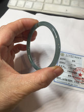 Load image into Gallery viewer, 50.5mm Certified Type A 100% Natural dark green blue gray black slim round cut Guatemala Jadeite bangle PJ21-2587
