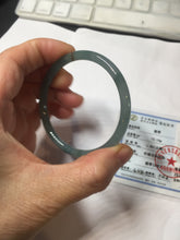 Load image into Gallery viewer, 50.5mm Certified Type A 100% Natural dark green blue gray black slim round cut Guatemala Jadeite bangle PJ21-2587