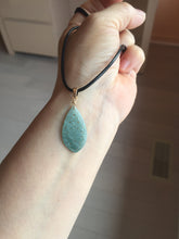 Load image into Gallery viewer, 100% natural type A light green blue carved Lotus waterdrop Guatemala jadeite pendant PA211