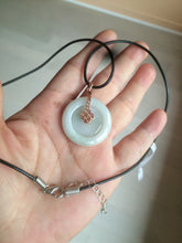 Load image into Gallery viewer, 27mm Type A 100% Natural icy light green Jadeite Jade concentric circle safety Guardian ring Pendant (子母扣,同心环) AX38