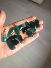 Load image into Gallery viewer, 100% Natural type A dark green gray black Guatemala Jadeite Jade thin blessed melon pendant PA210