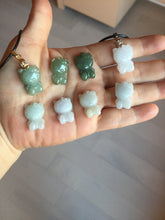 Load image into Gallery viewer, Type A 100% Natural oily dark green/light green/purple/white jadeite jade cat kitty pendant PD200