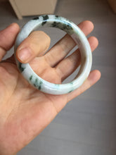 Load image into Gallery viewer, 57.7mm certified 100% natural green/purple/brown(Fu Lu SHOU) with green floating flowers jadeite jade bangle PD141-6311