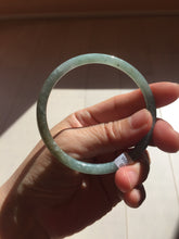 Load image into Gallery viewer, 58.9mm Type A 100% Natural Light Green/Gray/Black/Purple/Brown “Reed Flowers & Snow” Guatemala Slim Round Cut Jadeite Bangle PJ123-1414