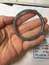 Load image into Gallery viewer, 50.5mm Certified Type A 100% Natural dark green blue gray black slim round cut Guatemala Jadeite bangle PJ21-2587