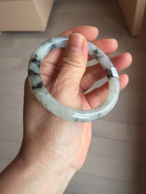 Load image into Gallery viewer, 56mm certificate 100% natural Type A white dark green ink painting (水墨) round cut jadeite jade bangle PC157-3144