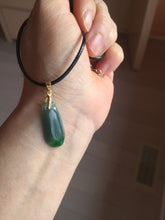 Load image into Gallery viewer, 100% Natural type A dark green gray black Guatemala Jadeite Jade thin blessed melon pendant PA210