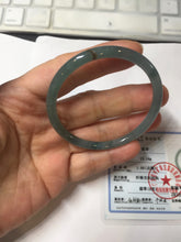 Load image into Gallery viewer, 50.5mm Certified Type A 100% Natural dark green blue gray black slim round cut Guatemala Jadeite bangle PJ21-2587