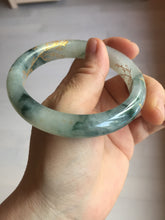 Load image into Gallery viewer, 58.5mm Certified 100% Natural type A icy watery green/light with green flying flowers carved and golden-painted Jadeite Jade bangle PB211-7075