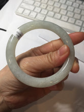 Load image into Gallery viewer, 57.7mm certified 100% natural type A icy watery light green white round cut jadeite jade bangle BS84-(1100)