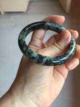 Load image into Gallery viewer, 55mm Certified Type A 100% Natural dark green black/white (black water and white mountains,白山黑水) Jadeite bangle PD140-6240