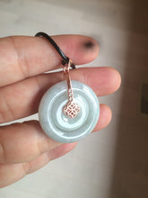 Load image into Gallery viewer, 27mm Type A 100% Natural icy light green Jadeite Jade concentric circle safety Guardian ring Pendant (子母扣,同心环) AX38