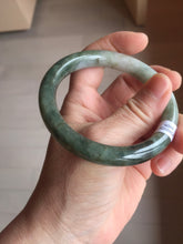 Load image into Gallery viewer, 56.6mm certified 100% natural Type A dark green(油青) gray round cut jadeite jade bangle H164-6009