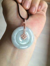 Load image into Gallery viewer, 27mm Type A 100% Natural icy light green Jadeite Jade concentric circle safety Guardian ring Pendant (子母扣,同心环) AX38