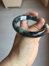 Load image into Gallery viewer, 55mm Certified Type A 100% Natural dark green black/white (black water and white mountains,白山黑水) Jadeite bangle PD140-6240