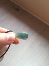 Load image into Gallery viewer, 100% Natural type A dark green gray black Guatemala Jadeite Jade thin blessed melon pendant PA210