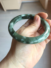 Load image into Gallery viewer, 59.5mm Certified Type A 100% Natural dark green gray black camouflage color Jadeite bangle PD139-6273