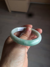 Load image into Gallery viewer, 51.5mm certified 100% natural Type A sunny green/white oval jadeite jade bangle BH57-6125