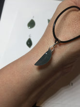 Load image into Gallery viewer, 100% natural type A icy watery dark green jadeite jade petal pendant group F159
