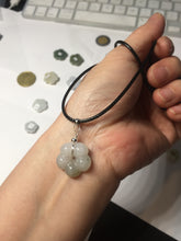Load image into Gallery viewer, Type A 100% Natural light green/white/purple jadeite Jade Hawaiian flower Pendant AA66
