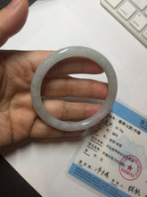 Load image into Gallery viewer, 53.5mm certified 100% natural icy watery light green purple slim round cut jadeite jade bangle PB73-1269