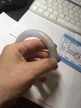 Load image into Gallery viewer, 59.2mm Certified 100% Natural type A light green/purple carved and golden-painted chubby round cut Jadeite Jade bangle PA167-4923