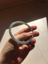 Load image into Gallery viewer, 56.4mm Type A 100% Natural Light Green/Gray/Black/Brown “Reed Flowers & Snow” Guatemala Slim Round Cut Jadeite Bangle PJ125-1413