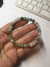 Load image into Gallery viewer, 5.7-6mm size 52-56mm 100% natural type A green/yellow/brown/white jadeite jade beads bracelet PB74