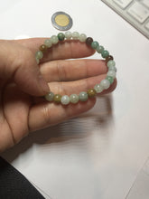 Load image into Gallery viewer, 5.7-6mm size 52-56mm 100% natural type A green/yellow/brown/white jadeite jade beads bracelet PB74