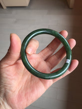 Load image into Gallery viewer, 61mm certified 100% Natural dark green/black round cut nephrite (碧玉) bangle HN105-9147