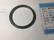 Load image into Gallery viewer, 57mm Certified Type A 100% Natural icy watery deep sea dark green/blue/gray/black slim round cut Guatemala Jadeite bangle AU66-7055