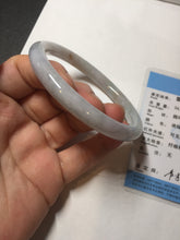 Load image into Gallery viewer, 58.9mm certified 100% natural type A light green/purple/yellow(Fu Lu SHOU) slim round cut jadeite jade bangle BN45-3116