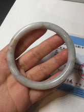 Load image into Gallery viewer, 58.9mm certified 100% natural type A light green/purple/yellow(Fu Lu SHOU) slim round cut jadeite jade bangle BN45-3116