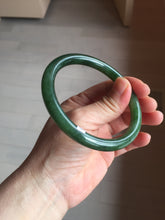 Load image into Gallery viewer, 60mm certified 100% Natural dark green/black round cut nephrite (碧玉) bangle HN104-9152