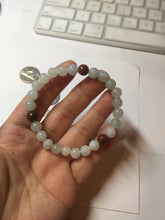 Load image into Gallery viewer, 6.8-7.2mm size 50-58mm 100% natural type A icy watery white brown jadeite jade beads bracelet PB76