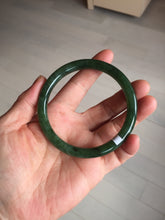 Load image into Gallery viewer, 60mm certified 100% Natural dark green/black round cut nephrite (碧玉) bangle HN104-9152