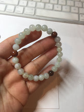 Load image into Gallery viewer, 6.8-7.2mm size 50-58mm 100% natural type A icy watery white brown jadeite jade beads bracelet PB76